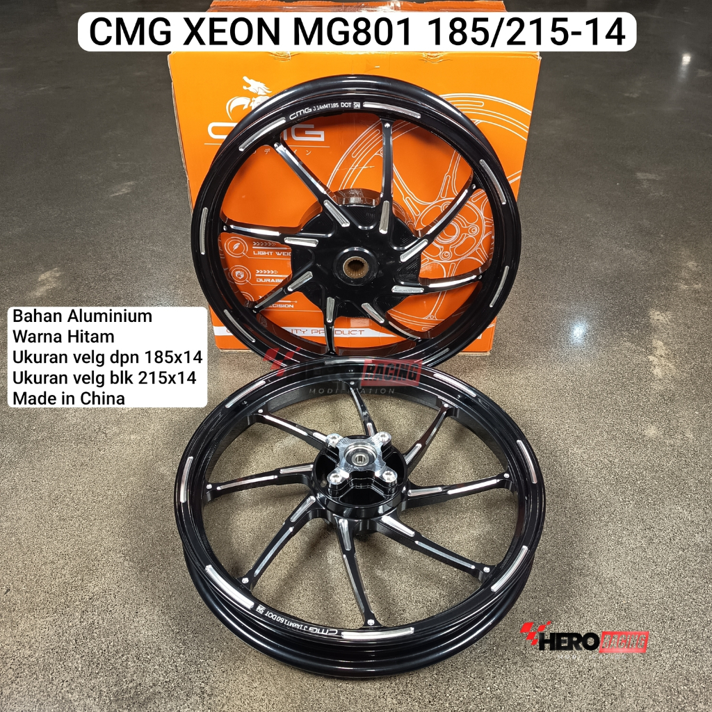 CMG VELG MOTOR XEON MG801 185/215 RING 14 HITAM