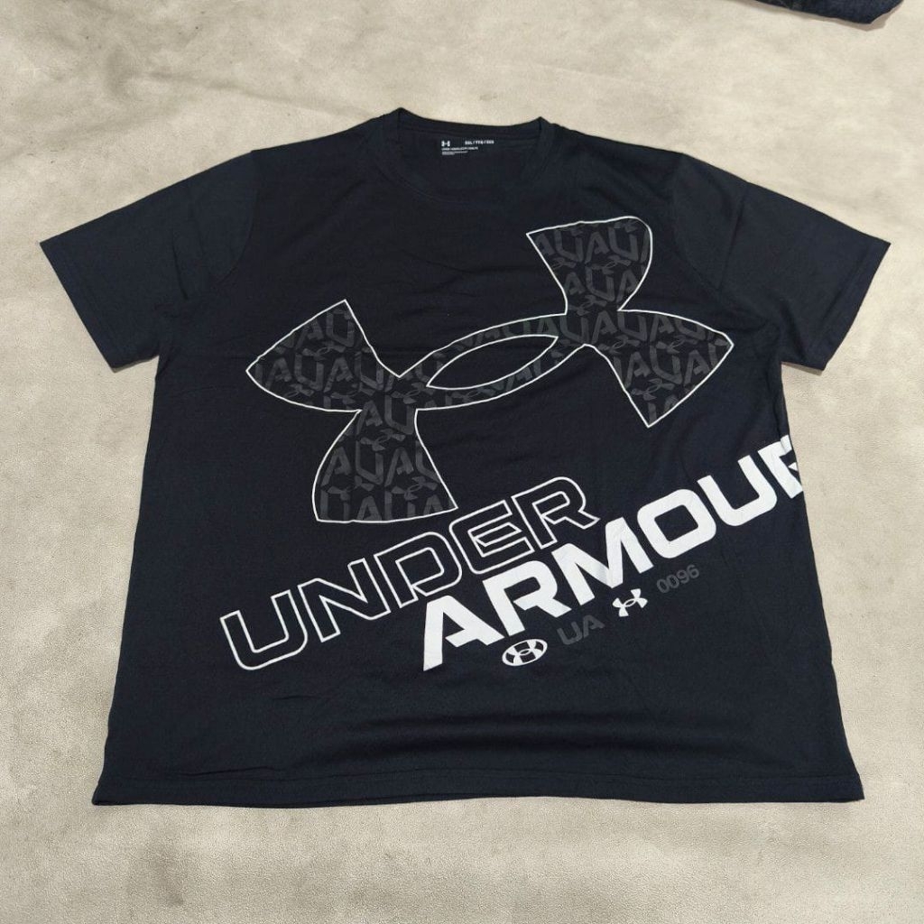 Baju kaos pria  under armour big logo hitam