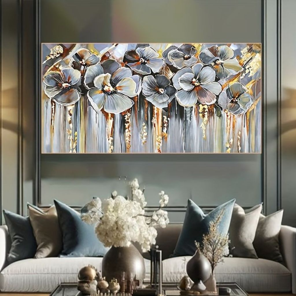 Lukisan dinding minimalis modern bunga untuk hiasan dinding rumah
