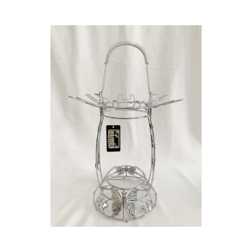 Rak Gelas Kaki Stainless Bistro 6 Gelas 1 Botol Anti Karat I Rak Gelas Stainless Steel I Rak Botol S
