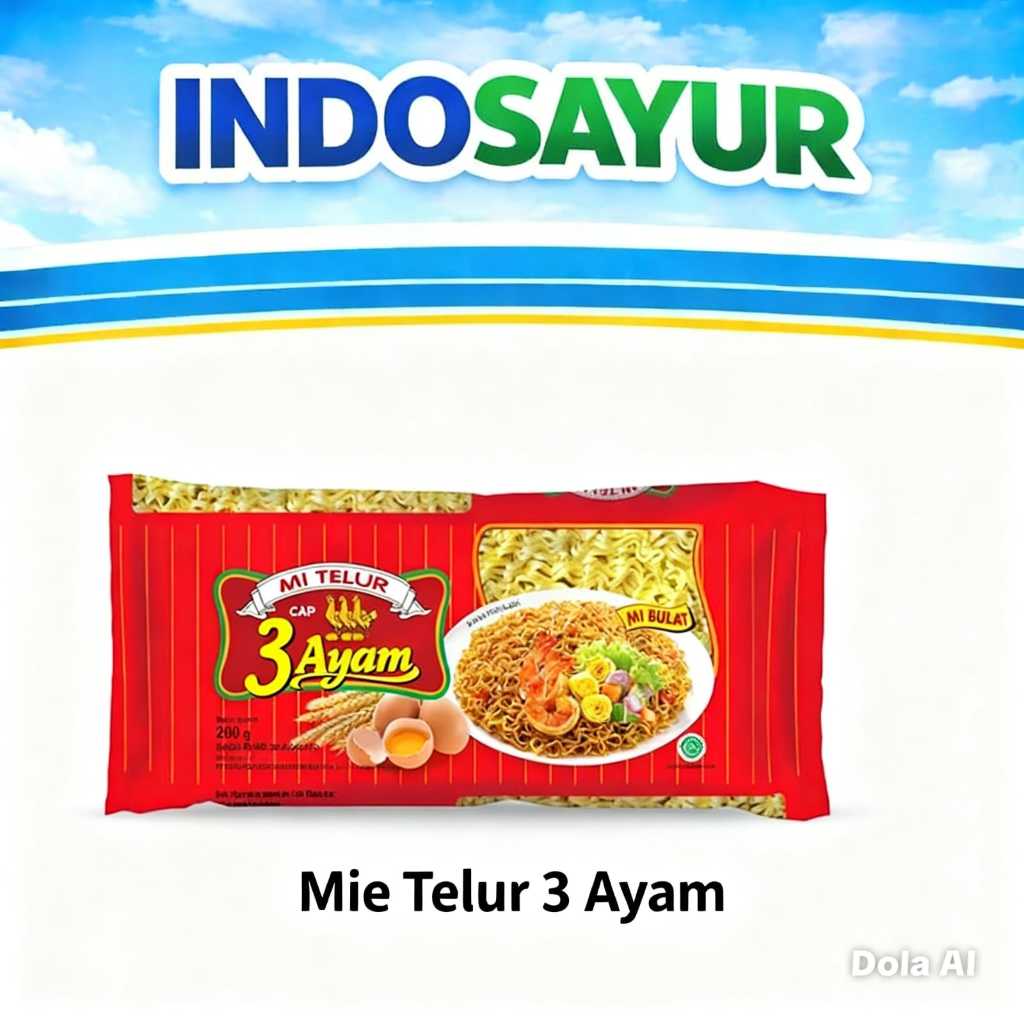 Mie Telur Bulat / original Cap 3 Ayam 200gr / MIE TELOR