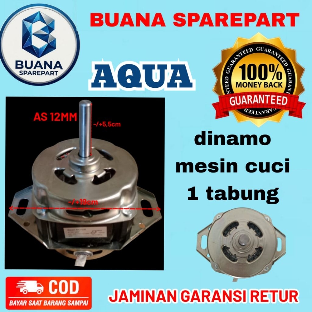 dinamo mesin cuci AQUA 1 tabung as 12mm original