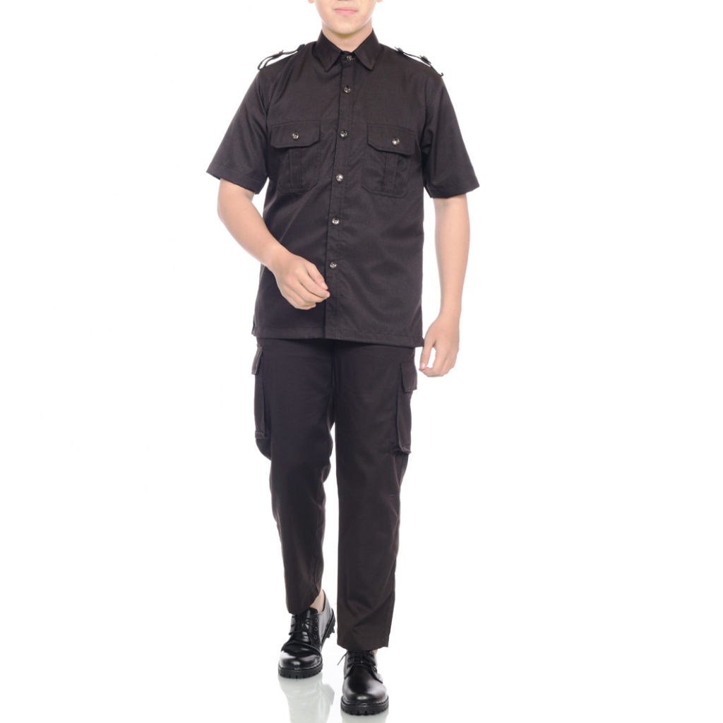 1 Stel Seragam Satpam Safari Pendek Baju Safari Security Pria Pakaian dan Celana Satpam Kemeja Kerja