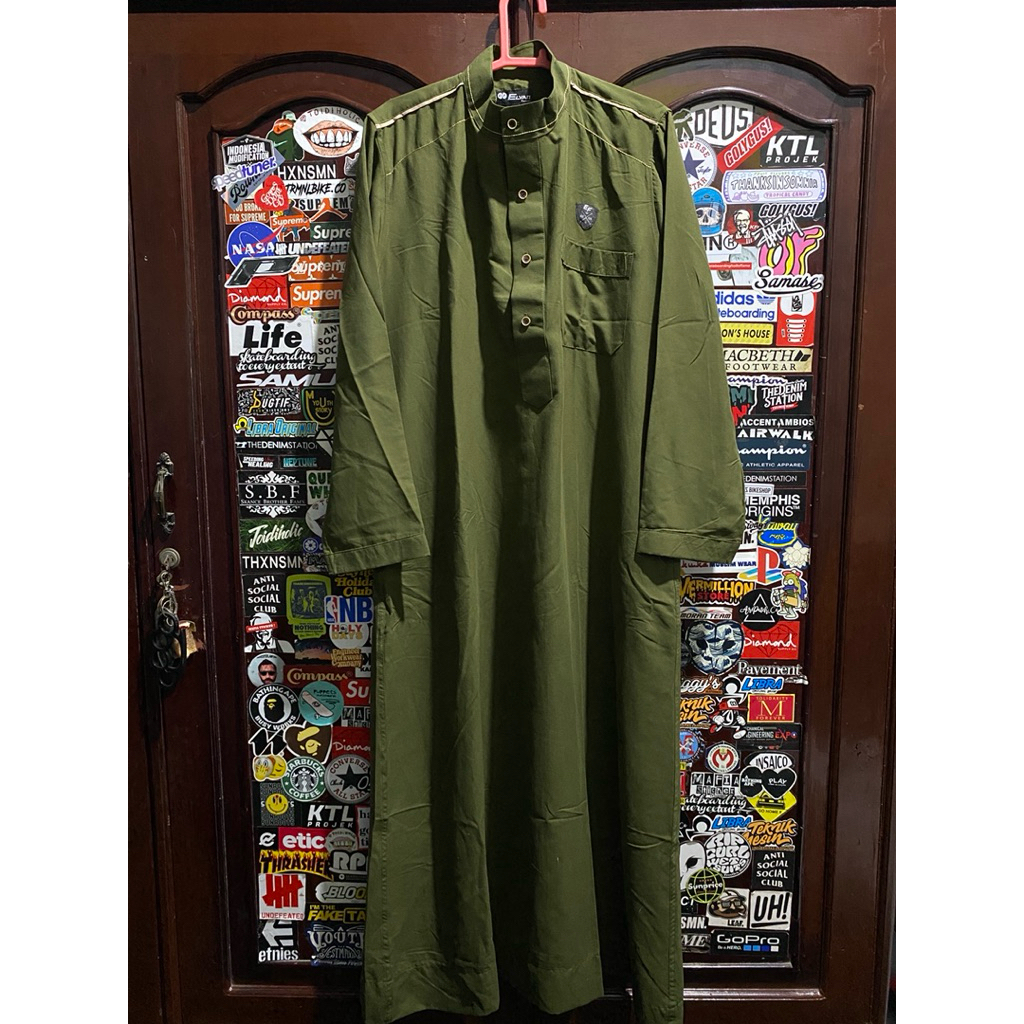 Jubah gamis Hijau Army baru Pria (L)