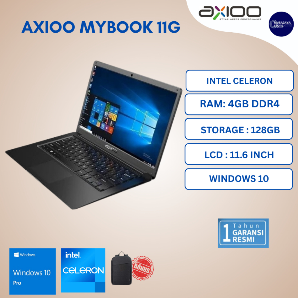AXIOO MYBOOK 11G N4020 4GB 128GB SSD 11.6" FHD