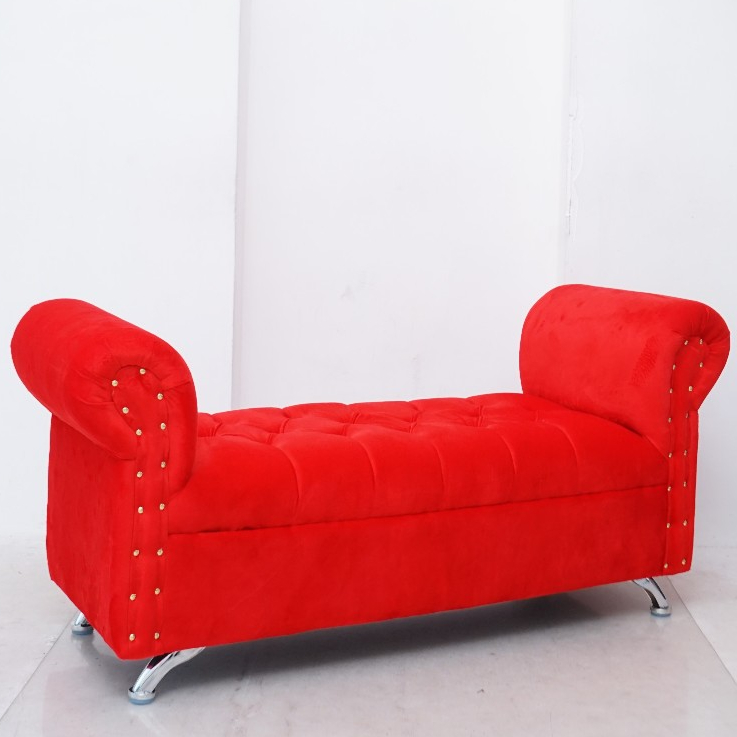Bench Sofa Klasik dengan Kaki Chrome & Detail Kancing Bench Minimalis / Bench Tangan