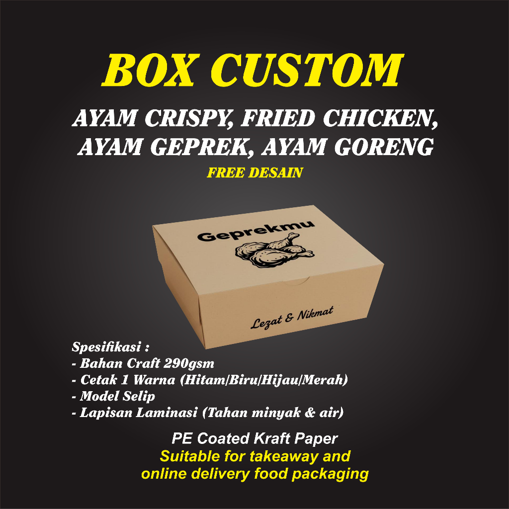 Box Nasi Ayam Geprek | Box Fried Chicken | Box Nasi Custom