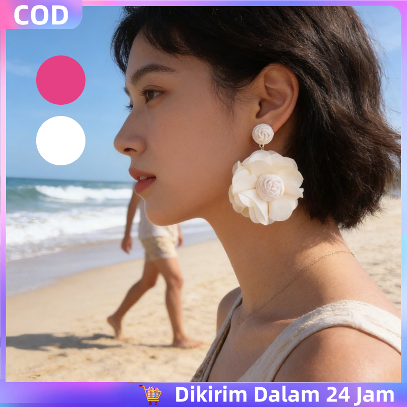 1pair Anting Anting Wanita Ins Giwang Bunga Korea Berkelas Anting Bunga Korea