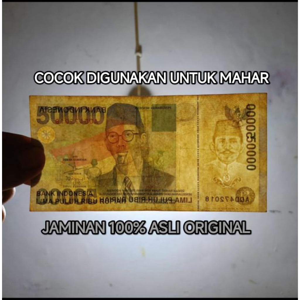 Uang Kertas Kuno 50000 Rupiah Koin Rp 50.000 Polymer tahun 1993-1999 Mahar Koleksi Logam Coin Bekas 