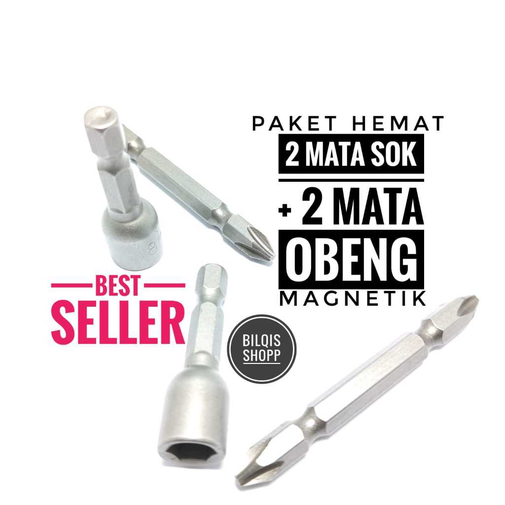Mata Obeng Gypsum Set Magnet PH2 Sekrup Bor Gypsum + Mata Sok Roofing Magnetic Kunci Baut Bor Kuat B