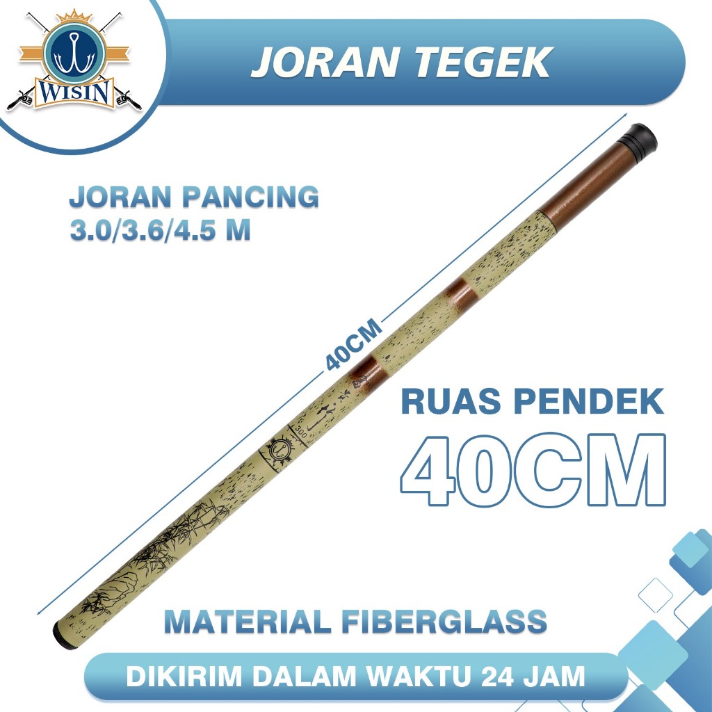 WISIN Tegek Carbon Ruas Pendek 40cm Kuat Lentur Micro Fishing