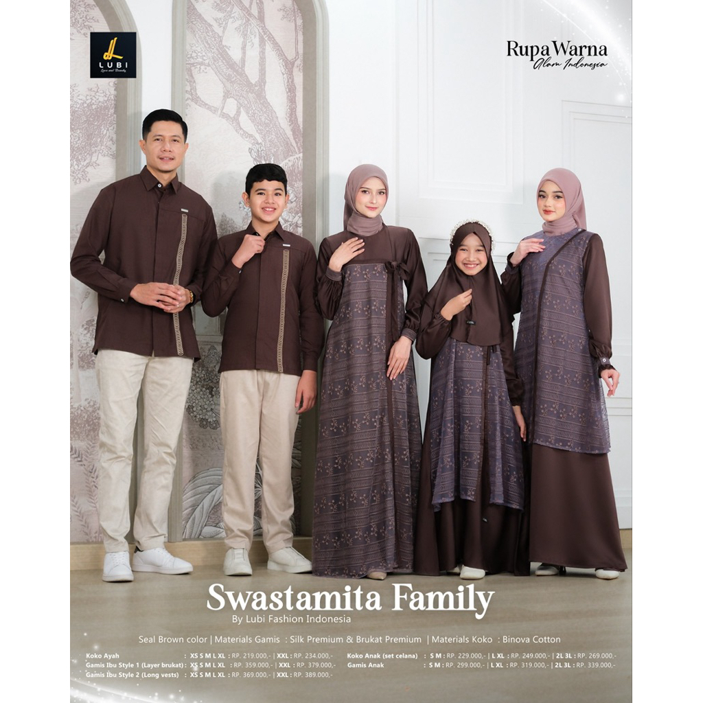 Lubi Swastamita Family Seal Brown Lubi Sarimbit Swastamita Seal Brown Gamis Brukat Dress Brukat Gami