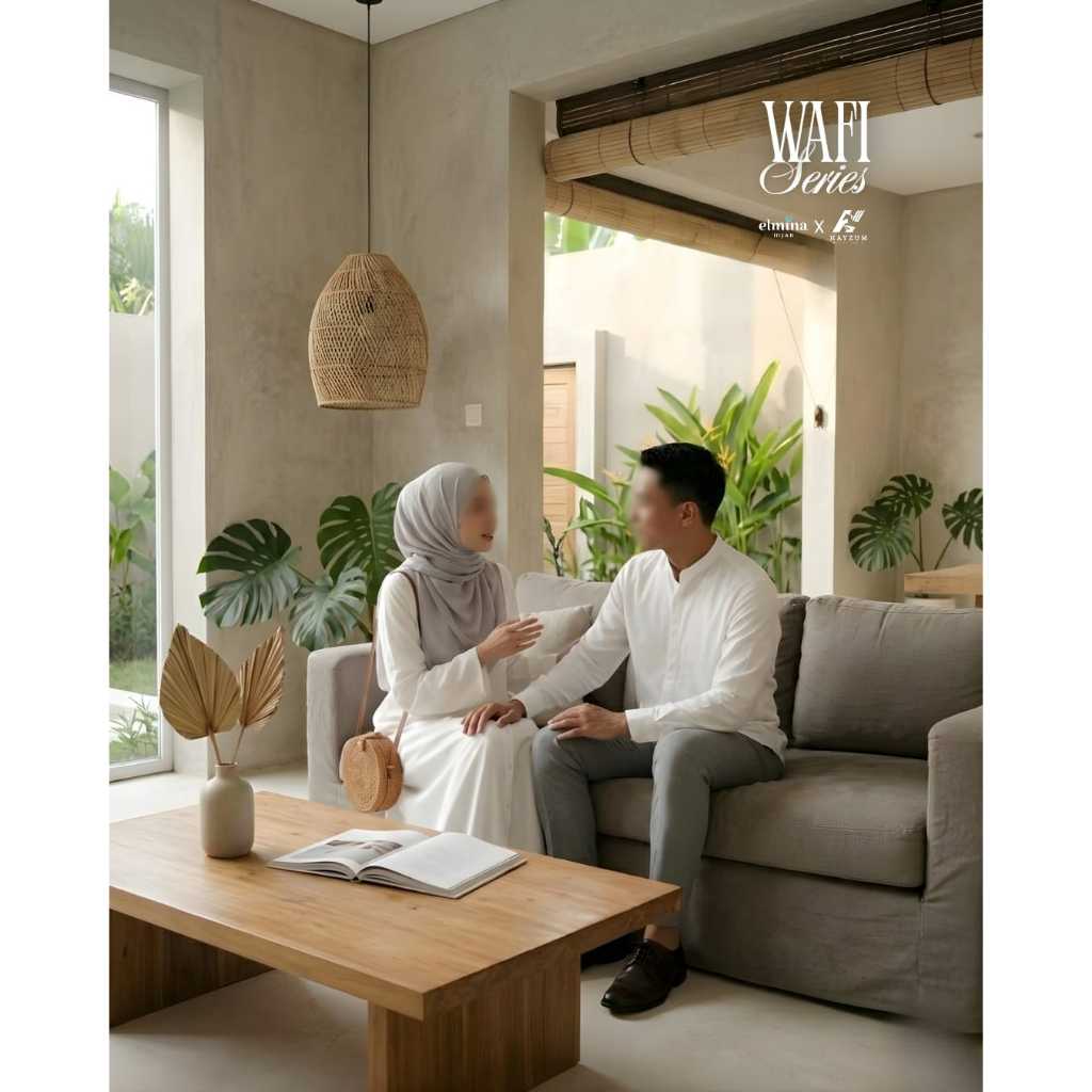 Elmina Hijab - Couple Sarimbit Gamis Koko Wafi Series Off White
