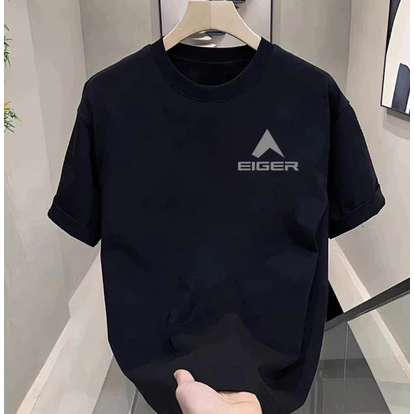 *COD*Kaos Pria Putih Eiger Logo Minimalis Lengan Pendek Desain Kasual