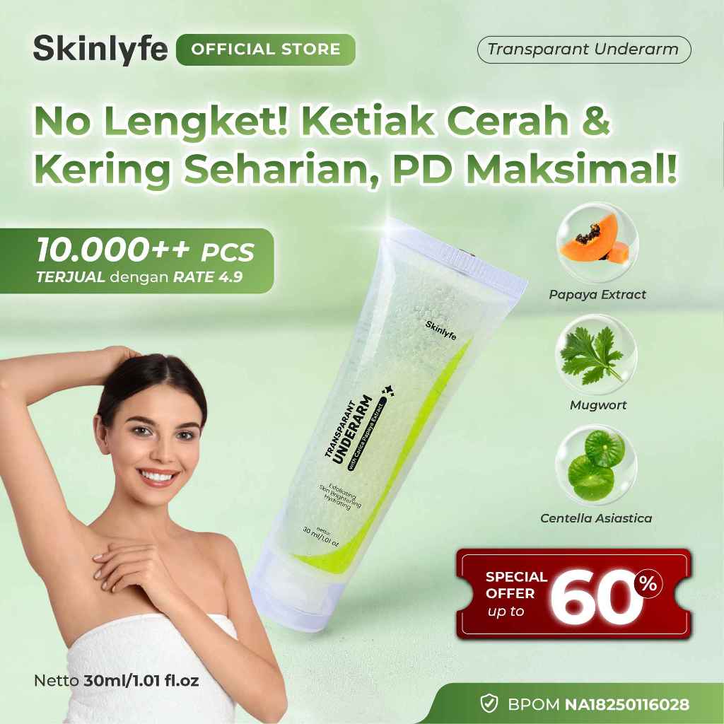 Skinlyfe - Pemutih Ketiak Selangkangan Hitam Pencerah Bokong Cream Pemutih Selangkangan BPOM