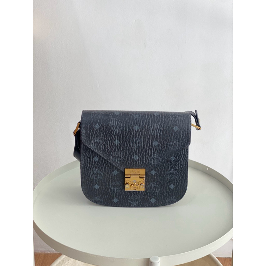 MCM Visetos Small Patricia Crossbody Bag in Black