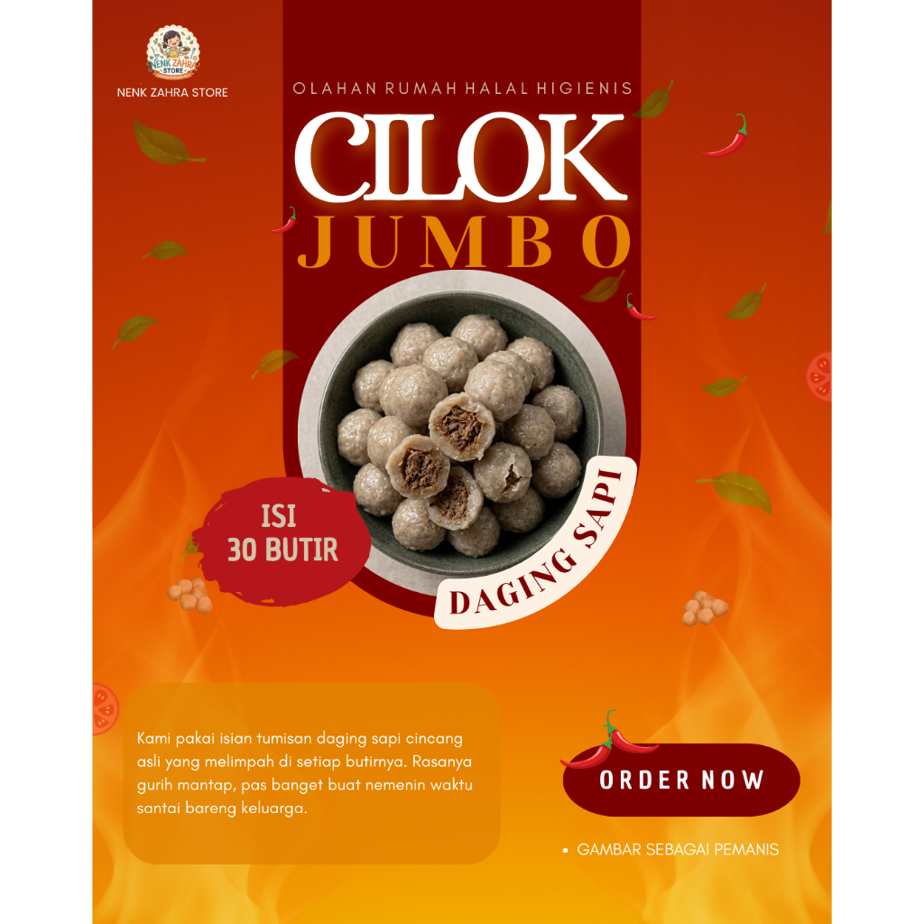 Cilok Jumbo Isi Daging Sapi [Isi 30 Butir] Halal | Cilok Berisi Daging Cincang Gurih Juicy Frozen Fo