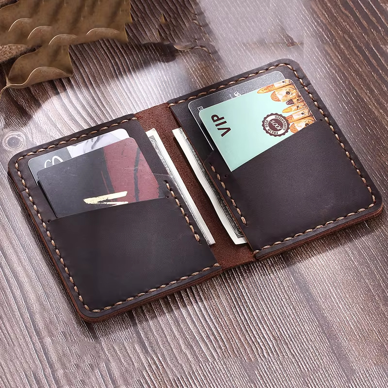 Dompet Kartu  Kulit Pria Premium Bifold – Dompet Tipis Elegan Slot Kartu & Uang, Dompet Kulit Asli V