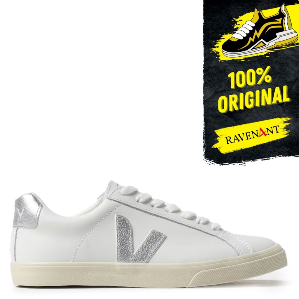 VEJA Esplar Leather Extra White Silver ORIGINAL - Sepatu Sneakers Pria/Wanita