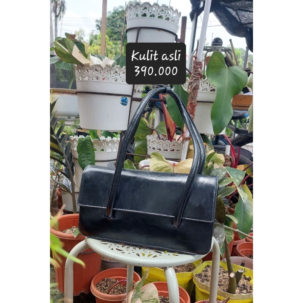Preloved shoulder bag hitam tas ketek kulit asli