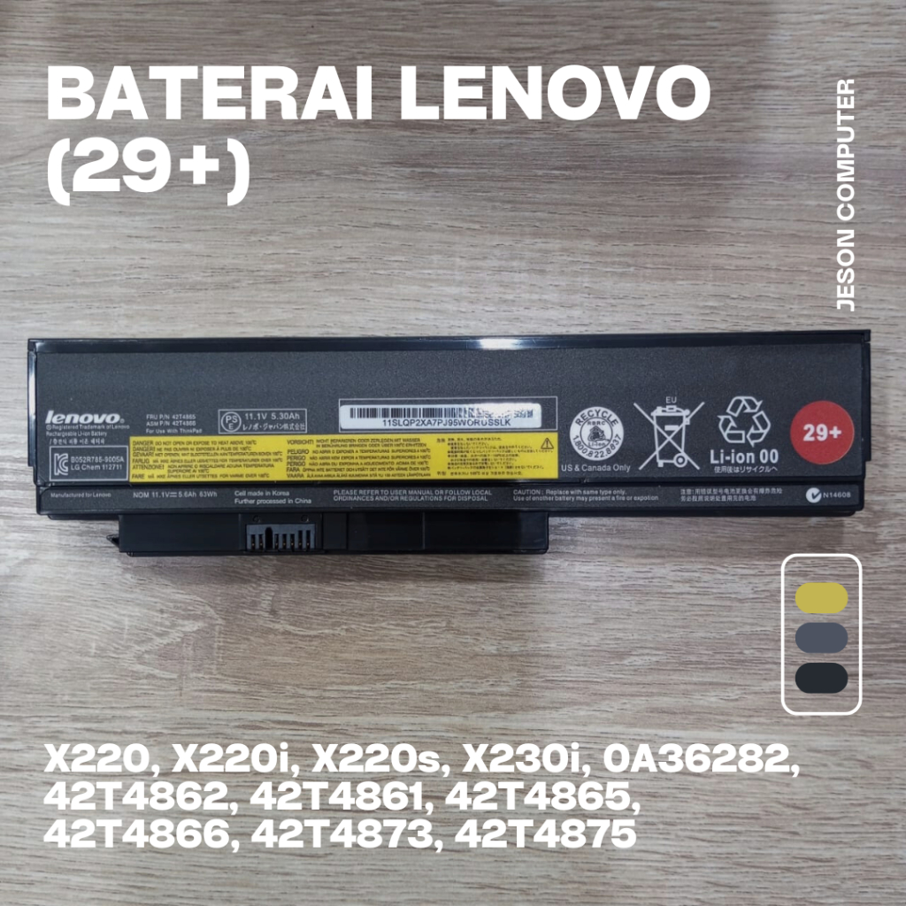 Baterai Batre Battery Batrei Laptop Lenovo ThinkPad 29+ X220 X220i X220s X230i 0A36282 42T4862 42T48