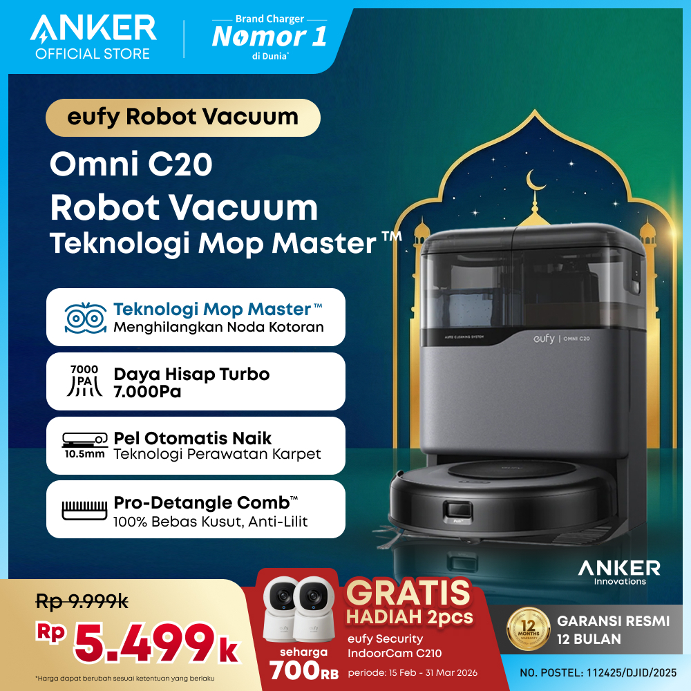 Eufy Robot Vacuum Omni C20 / E25 All-in-One Station Mop Combo, HydroJet System, Zero-Tangle Design, 