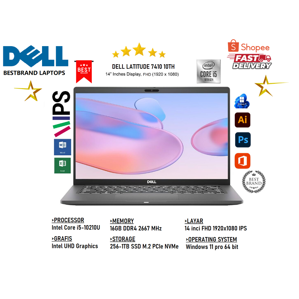 Laptop Dell Latitude 5410 Intel Core i5 Gen 10th Ram 16GB/1TB SSD BERGARANSI