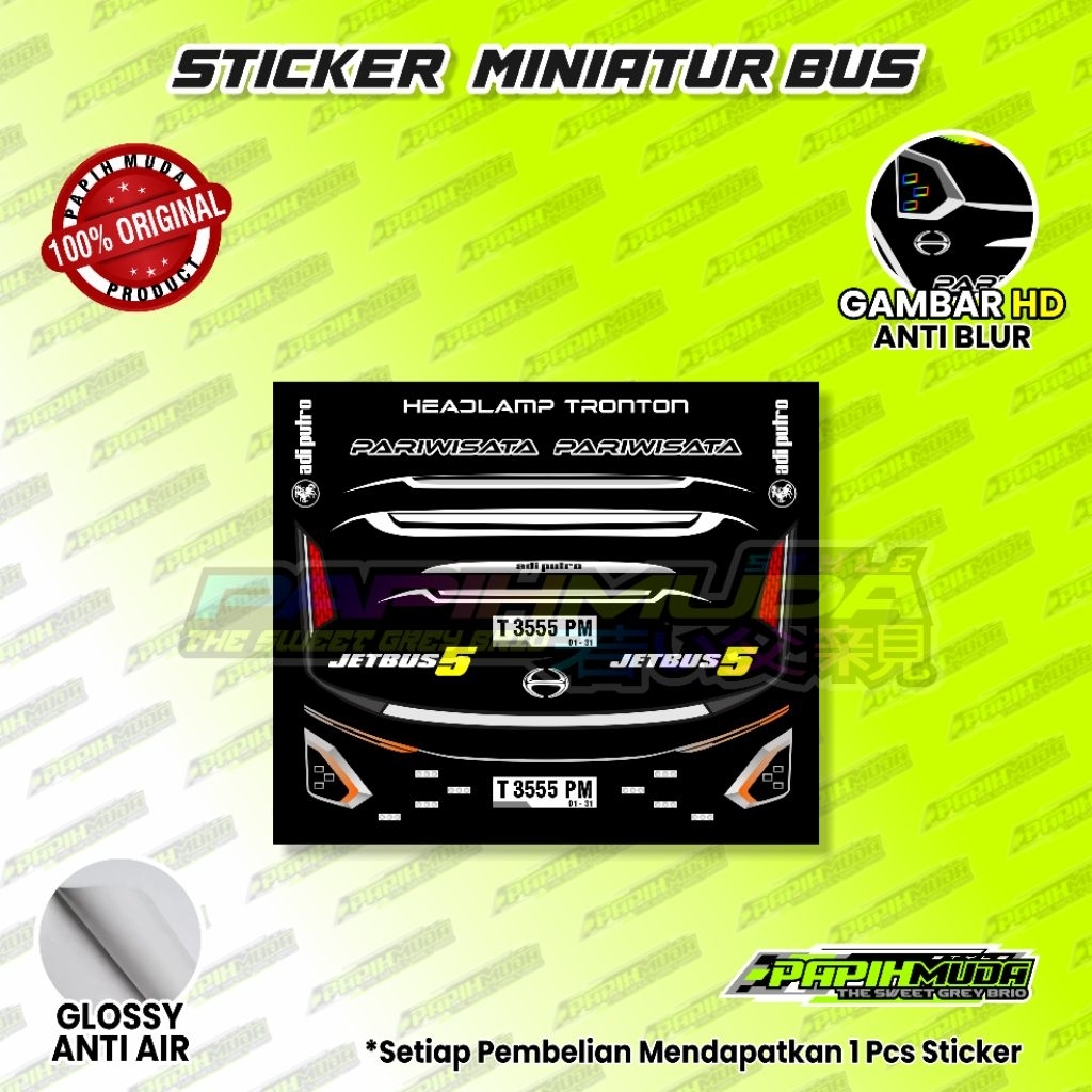 Sticker Headlamp Tronton Miniatur Bus / Sticker Cutting Miniatur Bus