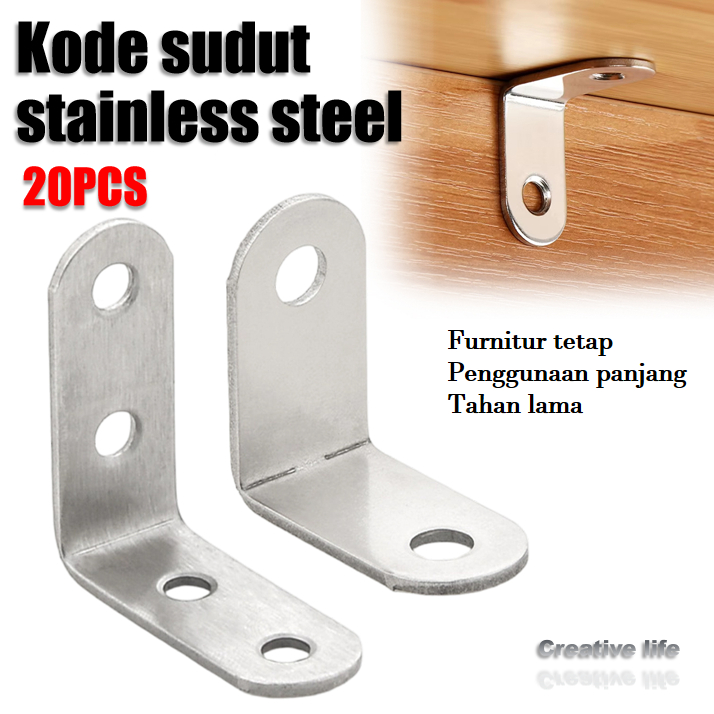 [READY] 20PCS Siku L Stainless Steel/Plat Siku L /Bracket Siku Penyangga Rak/Siku Rak Verseng Dengan