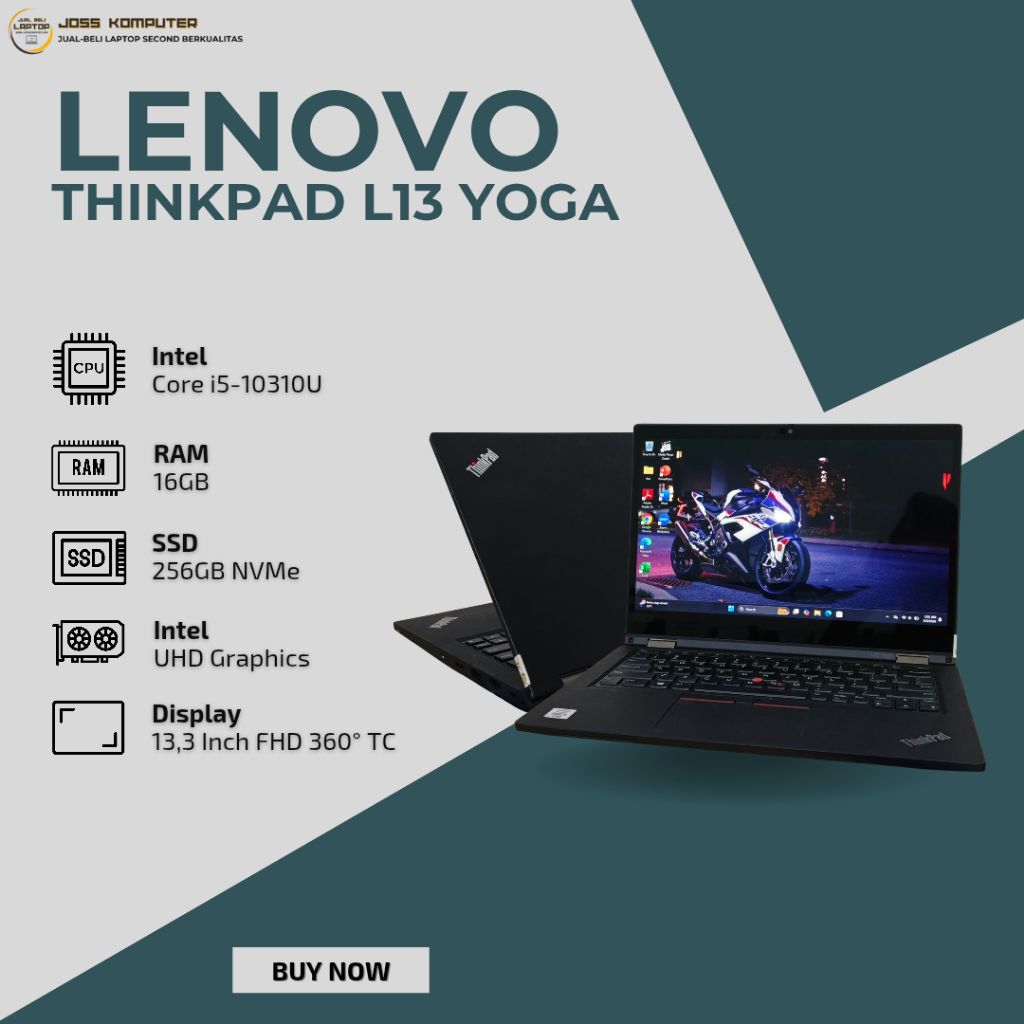 LENOVO THINKPAD L13 YOGA CORE I5-10310U/ RAM 16GB/ SSD 256GB NVMe/ 13,3" FHD/ FLIP 360° TOUCHSCREEN