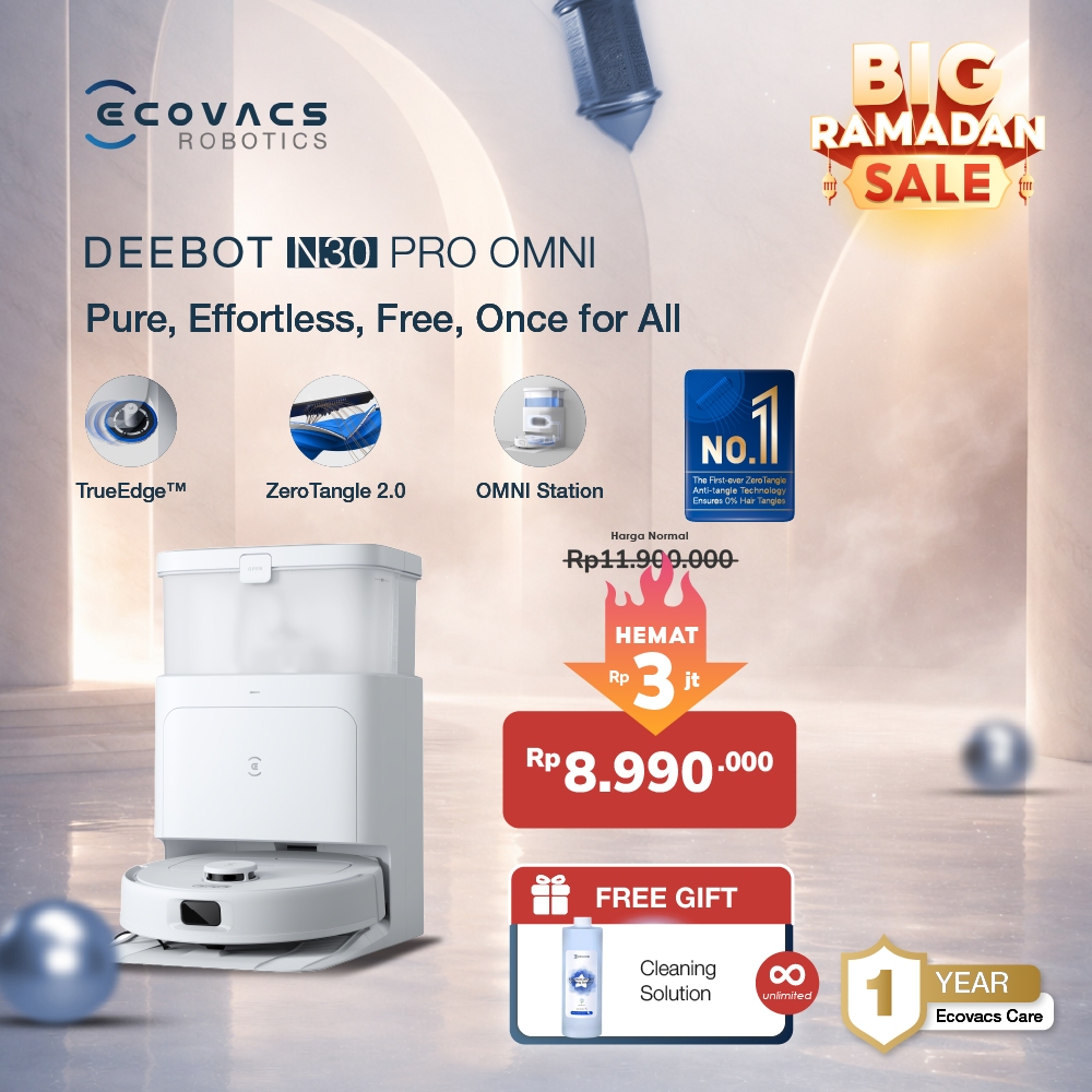 Ecovacs DEEBOT N30 PRO OMNI Robot Vacuum Cleaner Sapu Vacum Pel Vakum Mop