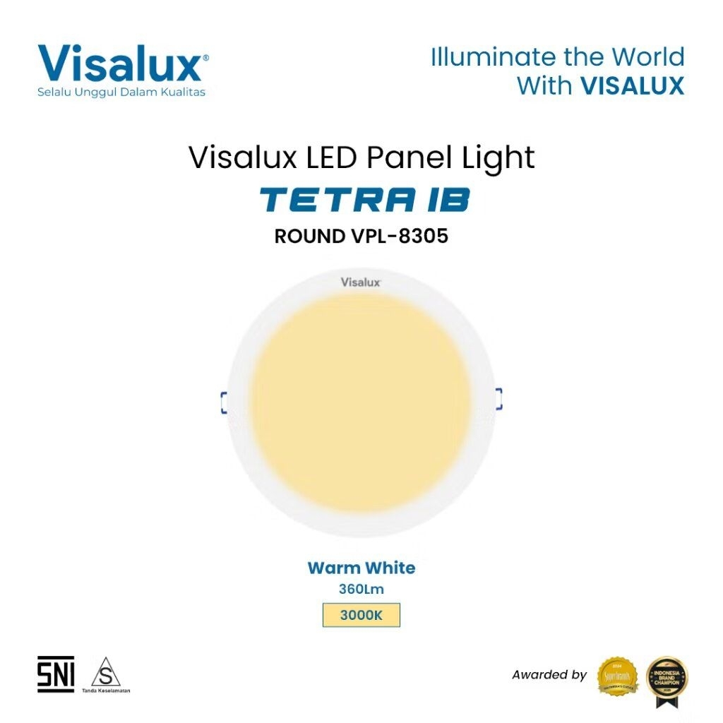 Visalux Tetra LED Panel Light Inbow LampuPlafon Rumah Downlight 5W Round 2.5 Inch 3000K