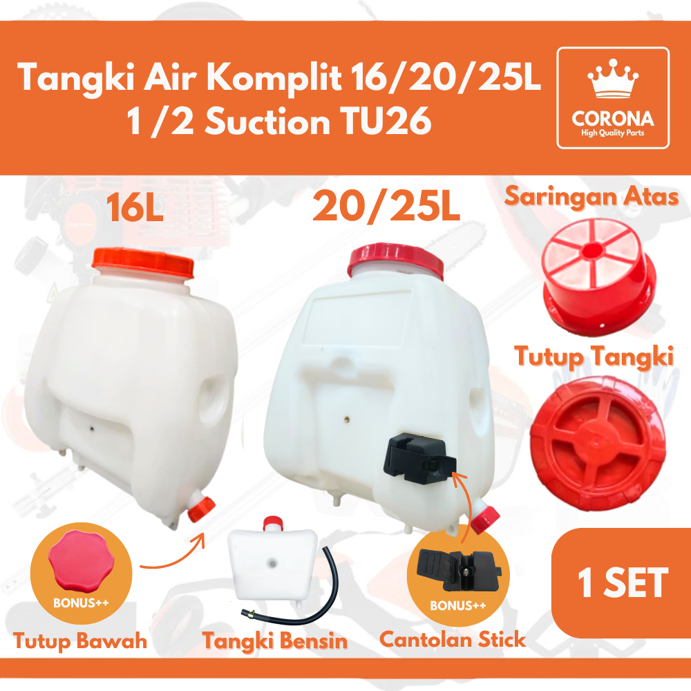 Tangki Air Sprayer 16L 20L 25L TU26 Tabung Water Tank Paket Komplit Set Mesin Semprot Hama 2tak 3WZ4
