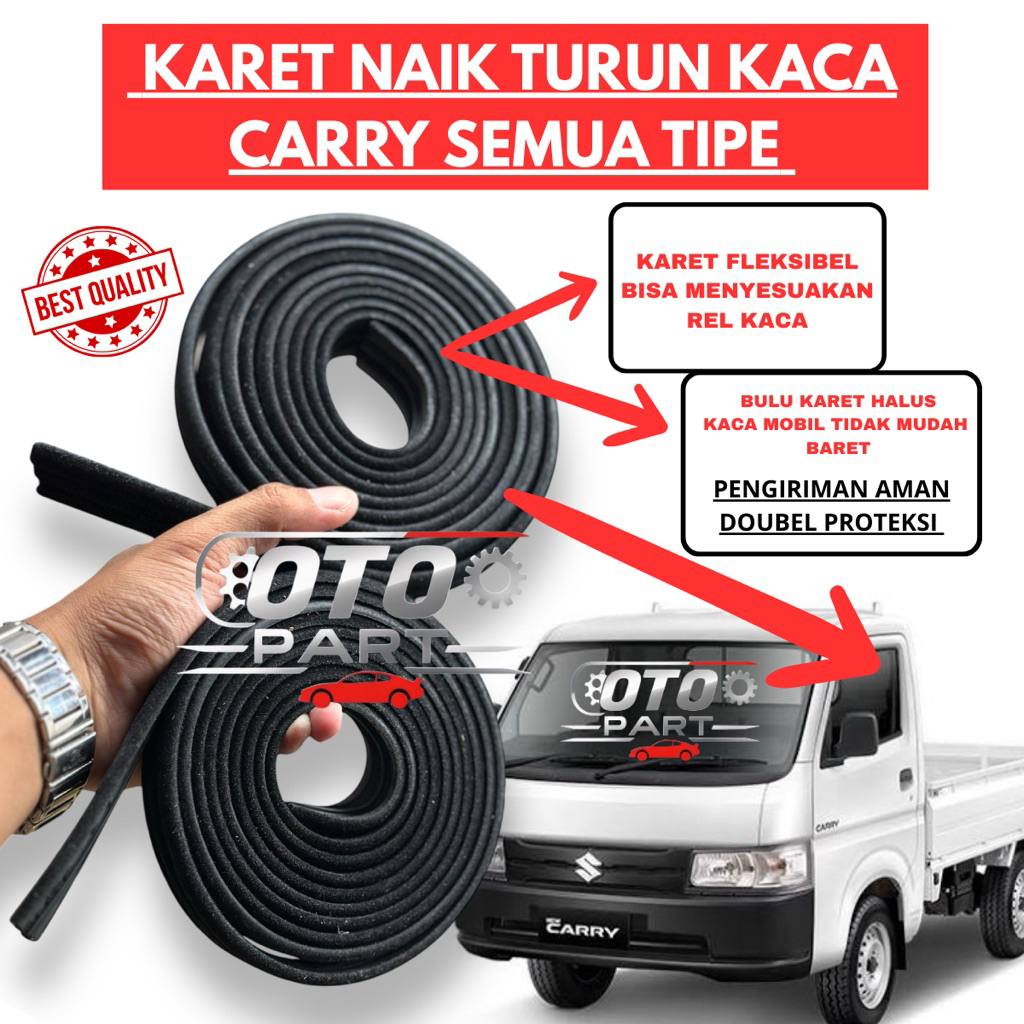 Karet Naik Turun Kaca Mobil Suzuki Carry / Karet Bludru Kaca Pintu Carry / Karet Rel Kaca Suzuki Car