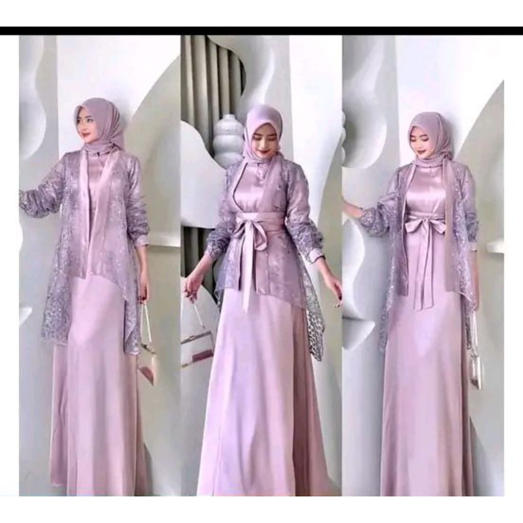 gamis cakep warna dusty pink
