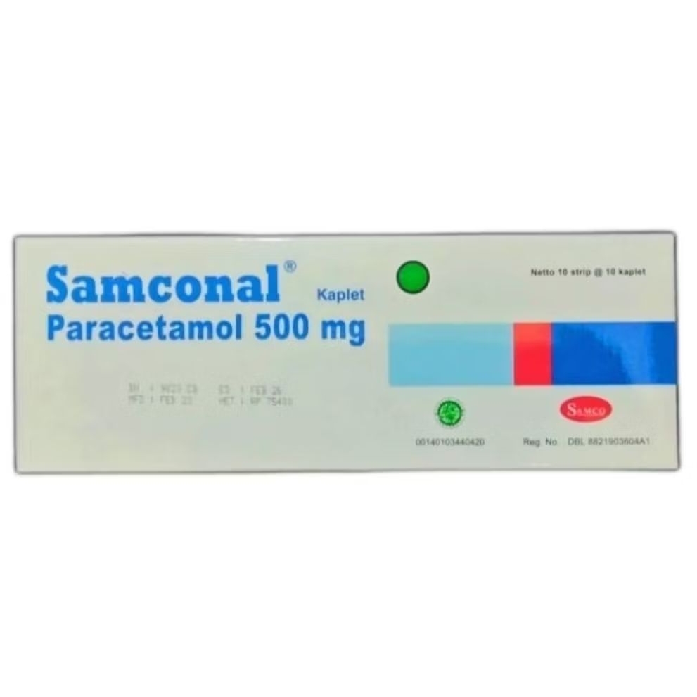 SAMCONAL Kaplet - Paracetamol 500mg (100's /Dus) | Pamol 500mg