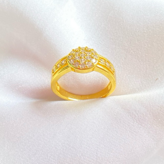 Cincin Wanita Full Permata Mewah - Warna Emas 24 Karat - Anti Karat