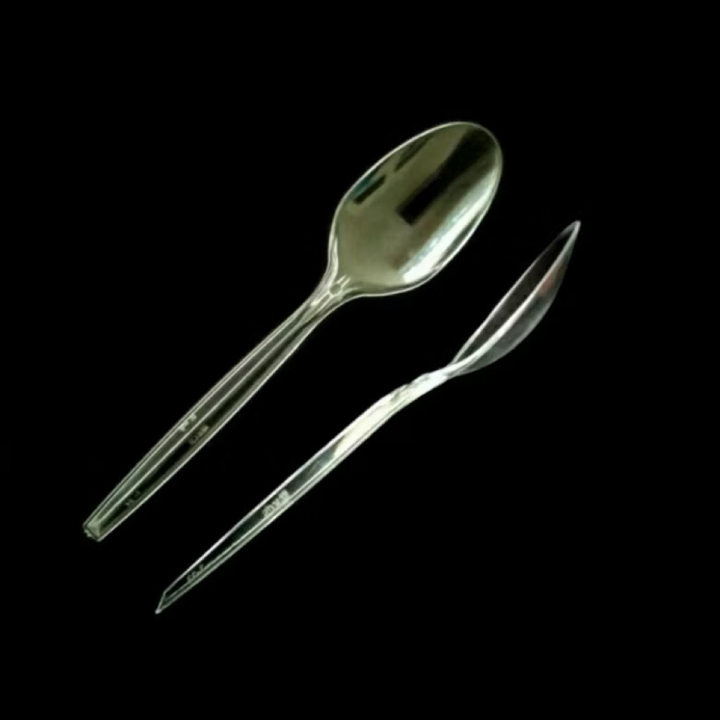 Sendok Garpu Plastik Bening Sekali Pakai