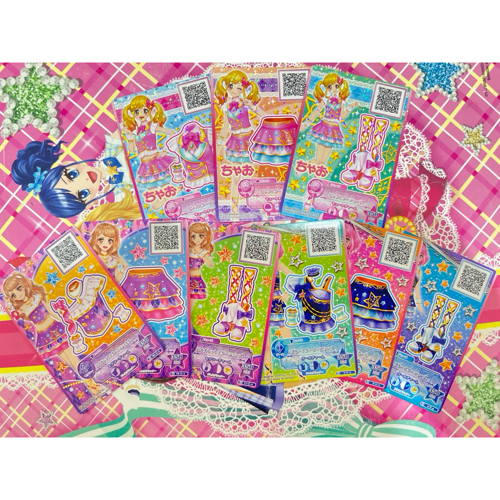 Kartu Aikatsu Stars Uniform Yume Nijino Rola Sakuraba Mahiru Kasumi Pink Star Blue Star Violet Star 