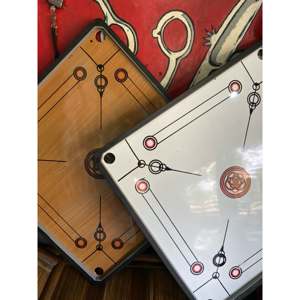 Meja Karambol Kecil 60x60cm Warna Coklat - Desain Elegan, Bonus Biji Karambol