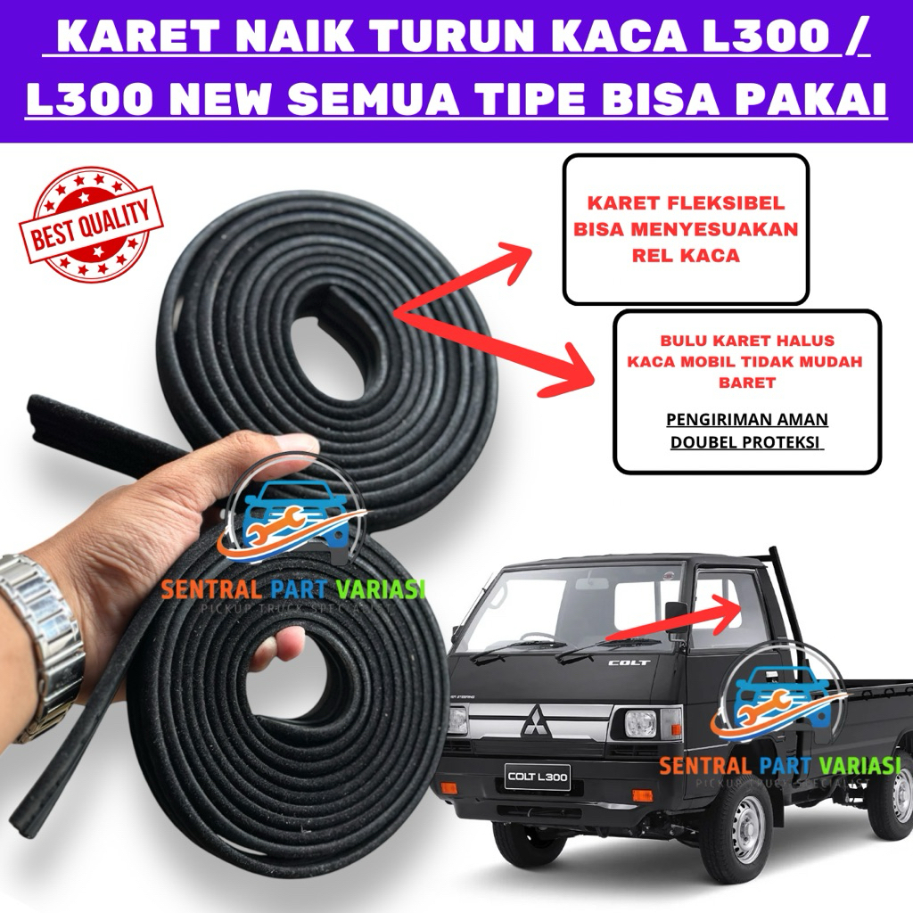 Karet Naik Turun Kaca Pintu  L300 / Karet Chanel Rel Kaca L300 / Karet Bludru Naik Turun Kaca L300 /