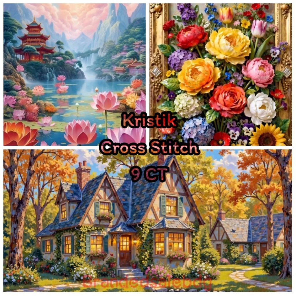DIY Kristik Cross Stitch Sulaman Menyulam Embroidery set Menjahit Paket Jahit Merajut Pemandangan