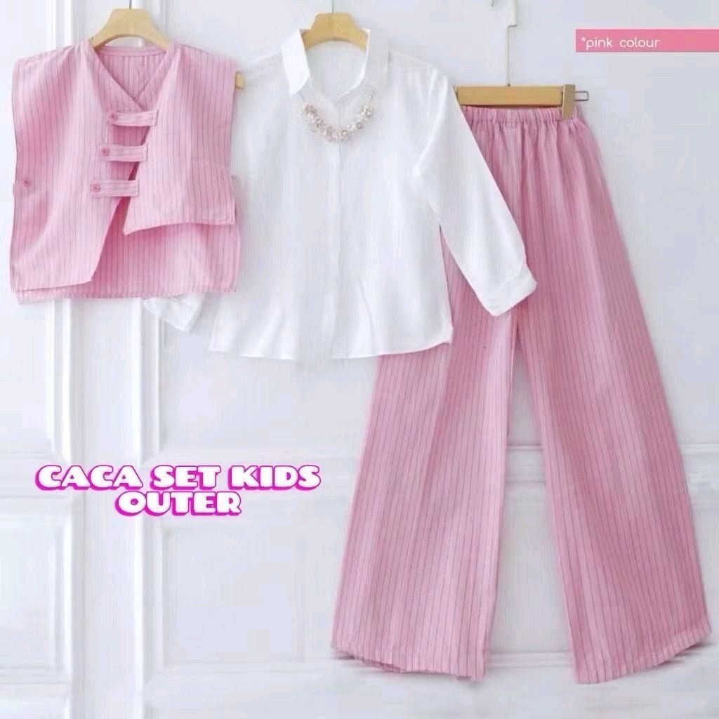 CACA SET KIDS 3 IN 1 ( 7 TAHUN - 15 TAHUN ) // RAYON MIX KATUN // SETELAN ROMPI ANAK // ONE SET ANAK