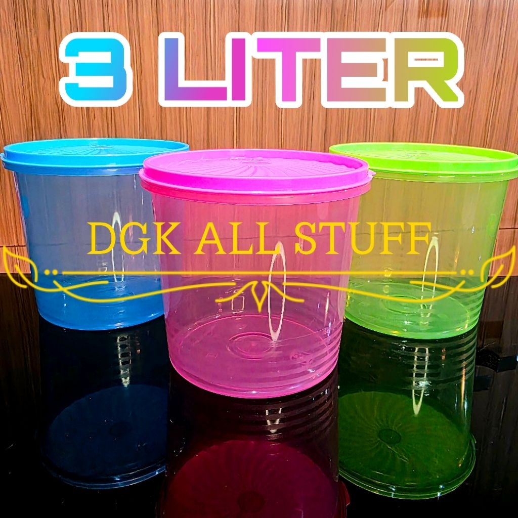 Toples Stoples Sealware Tempat Penyimpanan Kue Kerupuk Snack Lebaran Bulat Tutup Rapat Kedap Udara 3