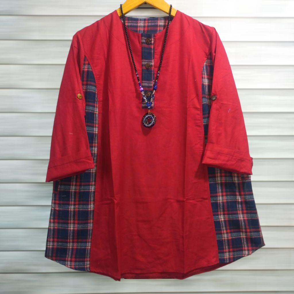Tunik Jumbo / Atasan Jumbo Busui LD130 Motif Kotak