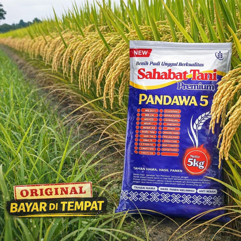 Benih padi unggul premium PANDAWA 5 original kemasan 5KG-1KG