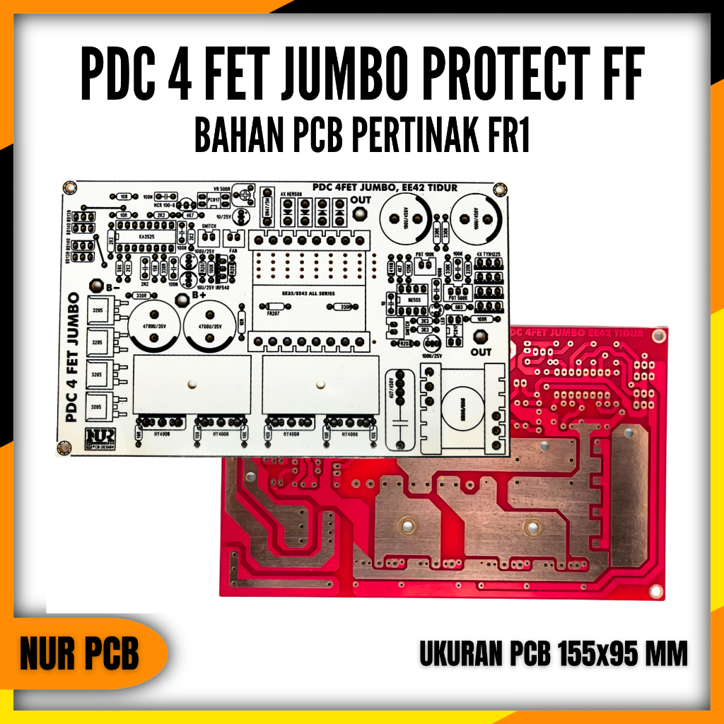 PCB PDC 4 FET Jumbo Inverter DC to AC Pulsed FR1 15.5x9.5cm Protector Flip Flop PDC-004