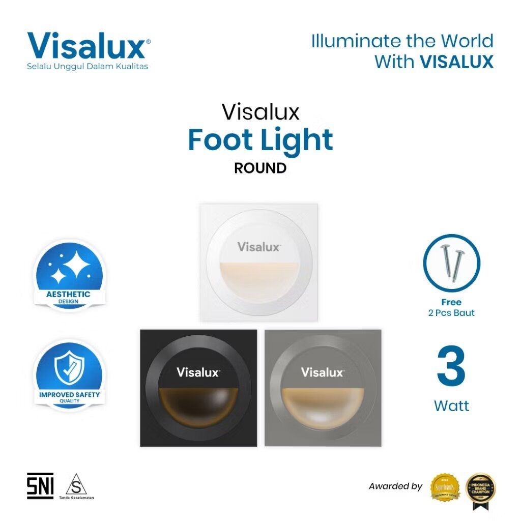 Visalux Tetra LED Panel Light Inbow LampuPlafon Rumah Downlight 5W Round 2.5 Inch 3000K