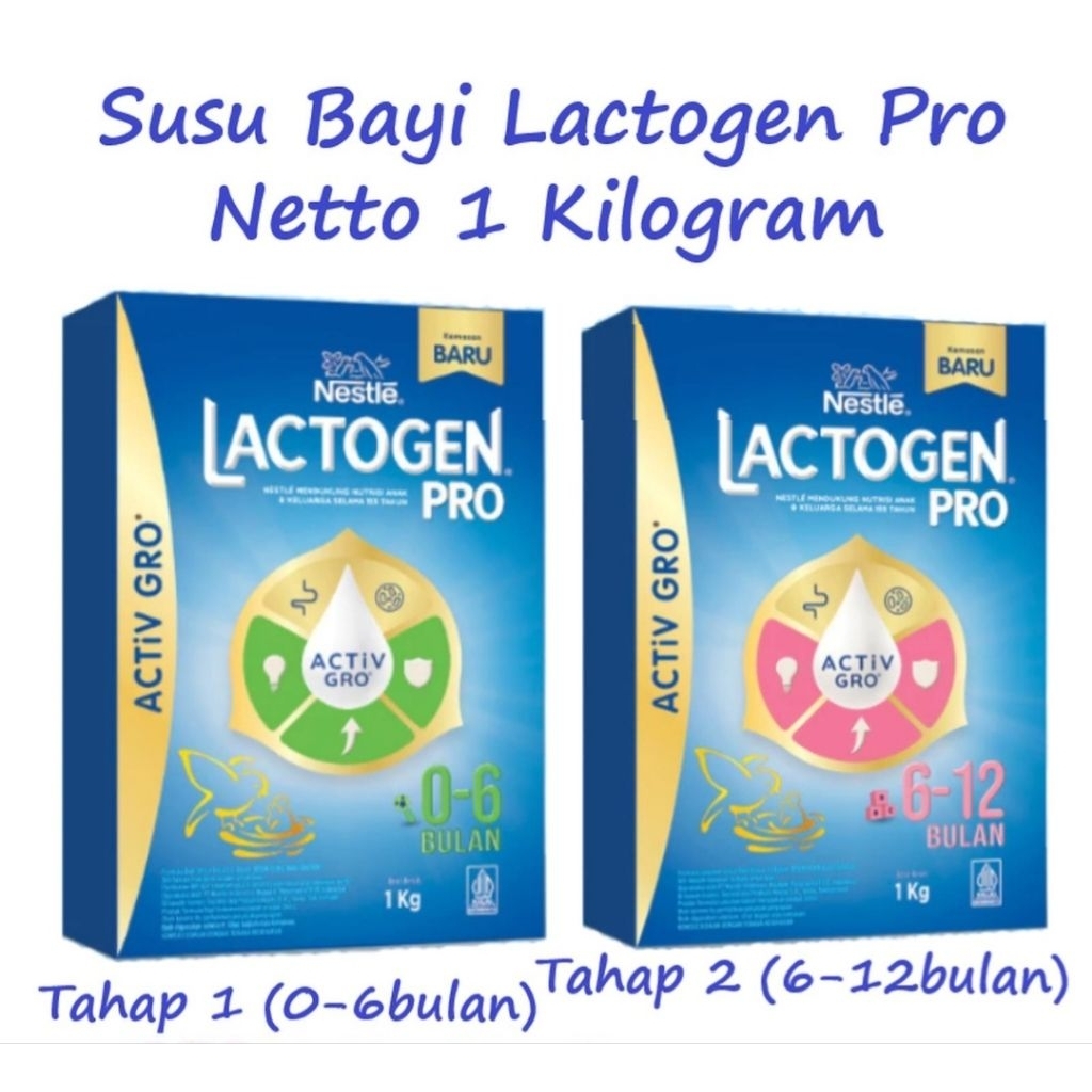 Susu Bayi Lactogen Pro Tahap 1 (0-6 bulan) / Tahap 2 (6-12 bulan) Netto 1 kg.