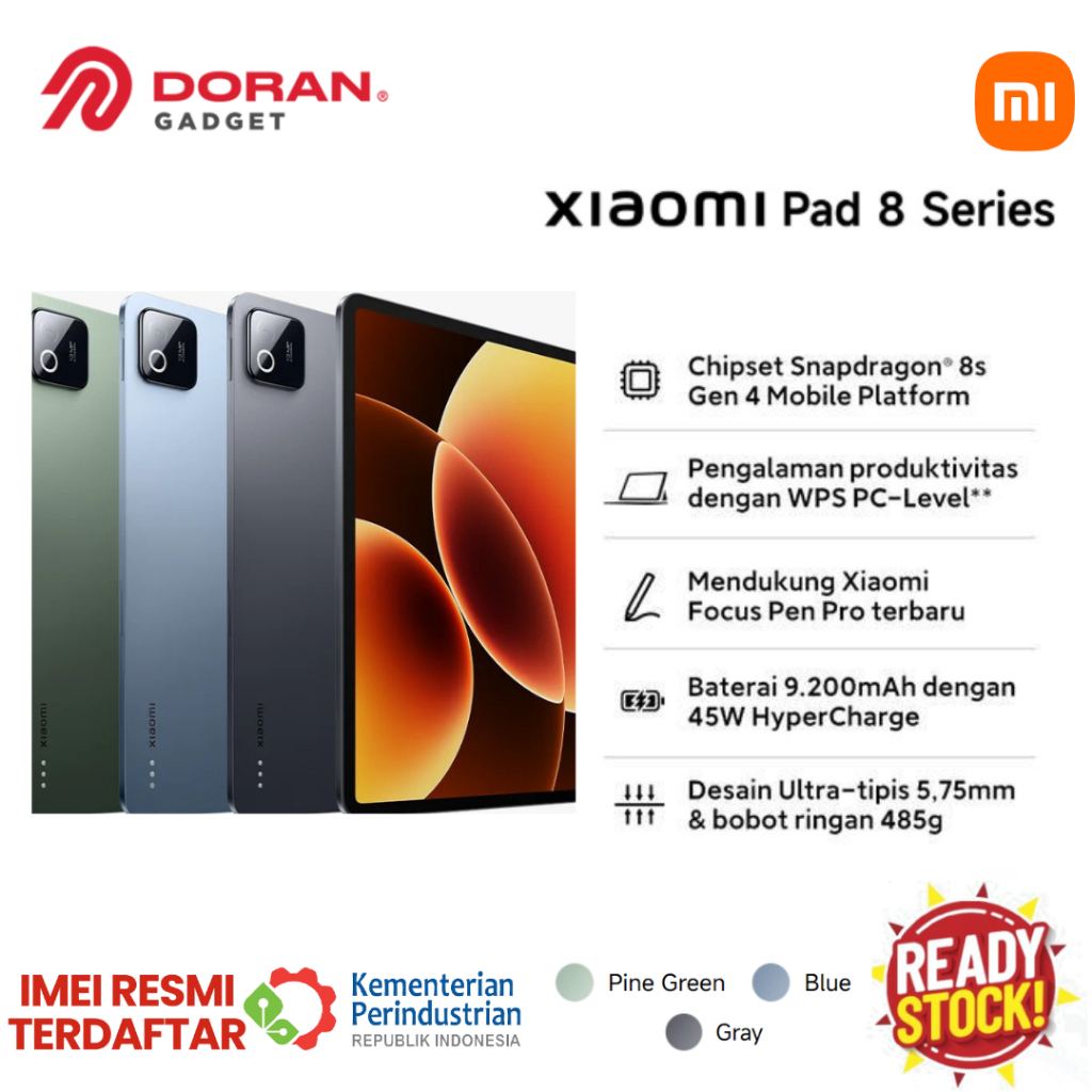 Xiaomi Pad 8 Series | Xiaomi Pad 8 Pro (8/256GB) (12/512GB) | Xiaomi Pad 8 (8/256GB) - Garansi Resmi